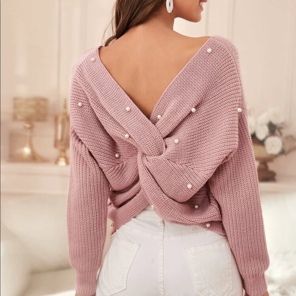 Pink pearl sweater